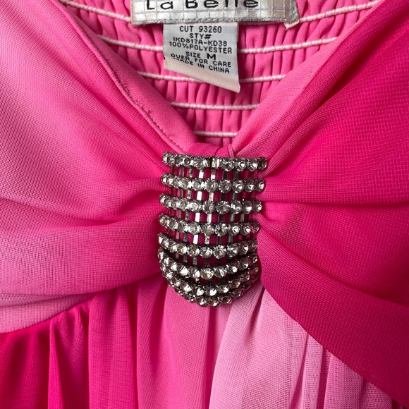 La Belle Pink Multi Layer Flared Formal Dress - Picture 3 of 9